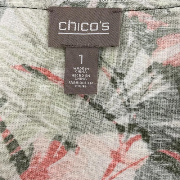 Chico’s Blazer Botanical Print Fringe Linen Blend Open Jacket Size 1 Medium 8/10 - Picture 7 of 13